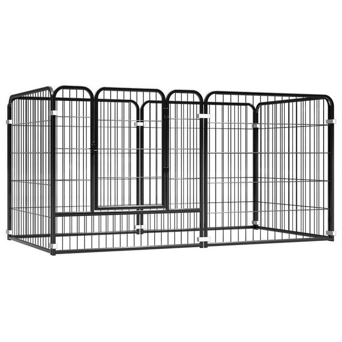 리빙가감법 반려동물 고품질 대형견 울타리 튼튼한 철제 테두리 울타리 안전한 논슬립 자동 잠금 애견 펜스 버클식 울타리, 6개, 블랙