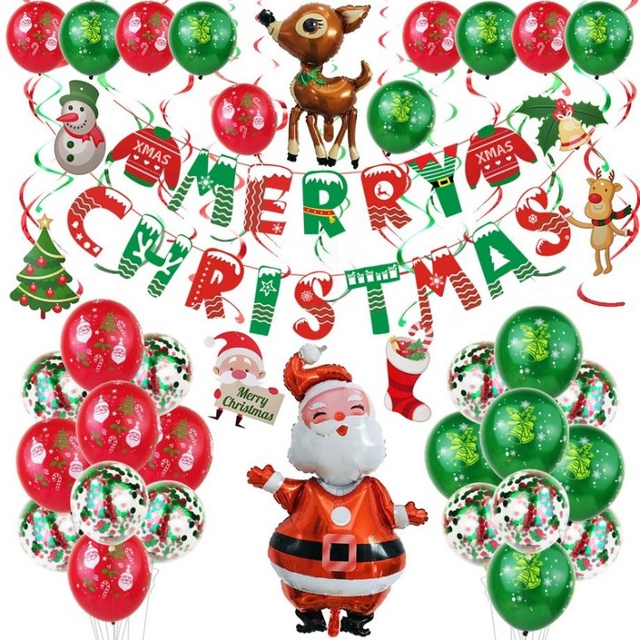 크리스마스 세트 풍선 가랜드 파티장식 소품 혼합풍선 트리 데코 홈파티용품 에브리띵스마일 1077, 1세트, 타입 2