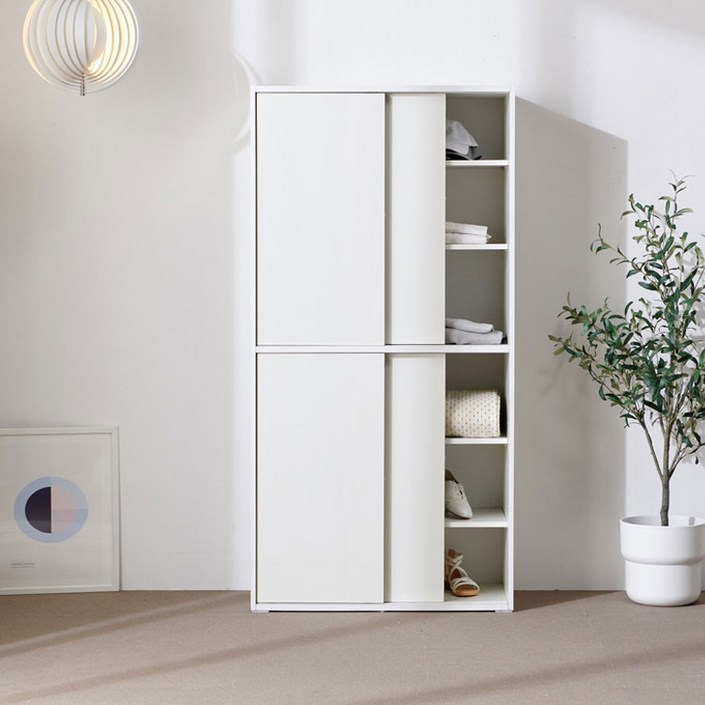 델타가구 미노 슬라이딩 선반 수납 정리장 800 6단, 화이트 DD10023