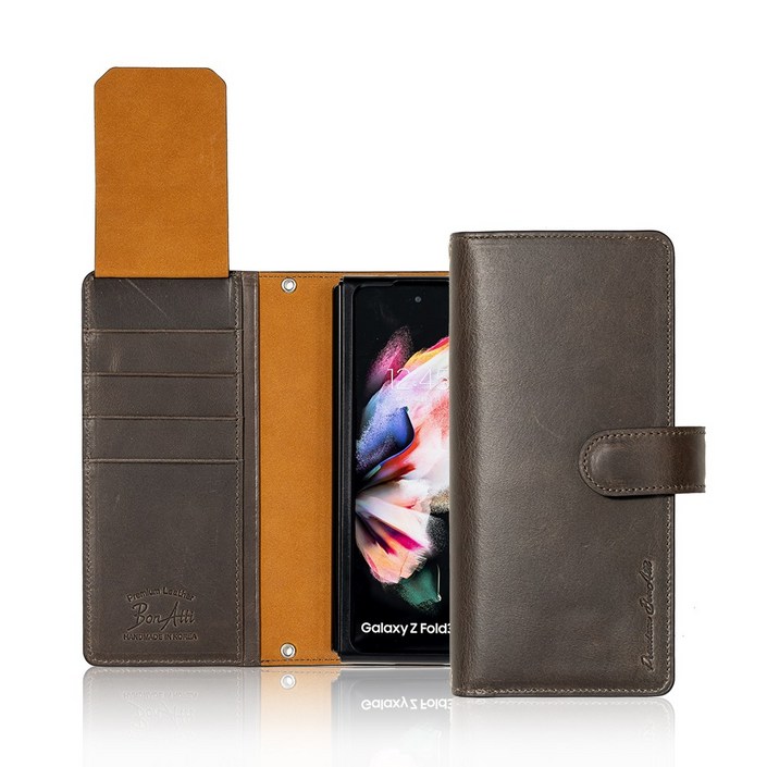 본아띠 갤럭시 제트폴드4 Z폴드3 지폴드2 제니스 천연소가죽 베지터블 지갑형 핸드폰케이스