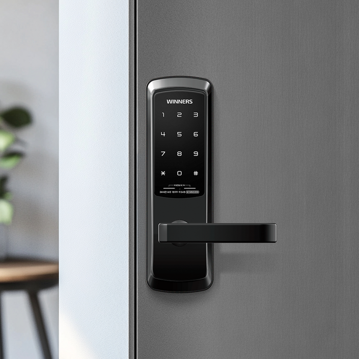 위너스 무타공 주키 비밀번호전용 핸들 디지털 번호키 도어락 현관문 손잡이 교체 WMM500N, 고객직접설치, WMM500N