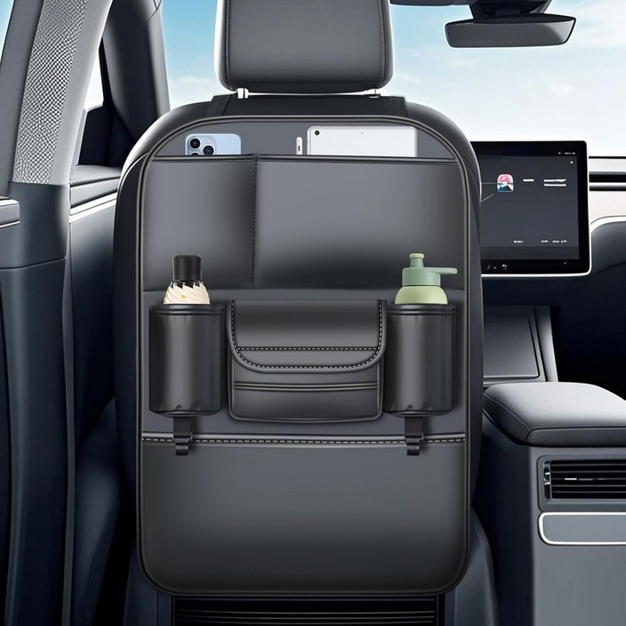 SEAMETAL 자동차수납포켓 가죽 고급 시트 뒷좌석 다용도 수납포켓 수납함 차량용수납포켓 차량용품, 블랙, 1개