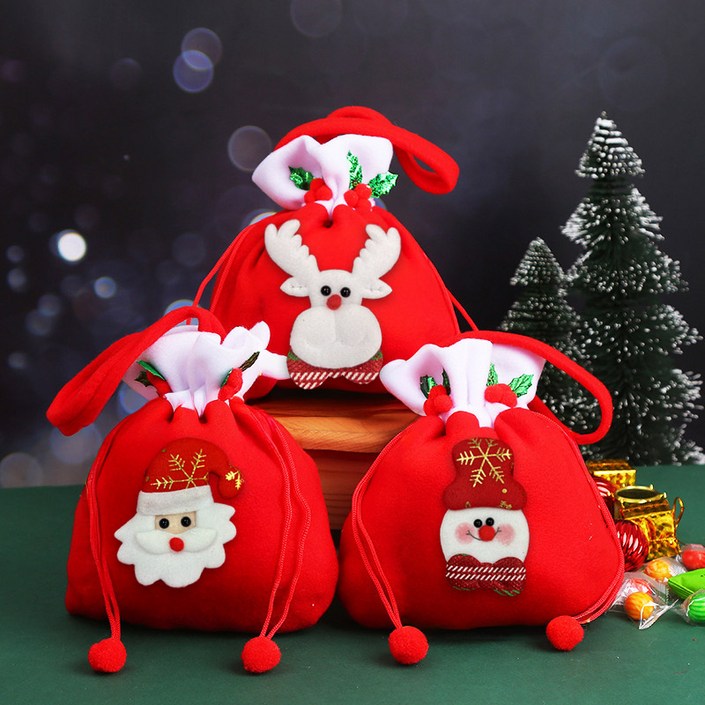 크리스마스 소품 장식 복주머니 선물주머니 산타주머니 보따리 양말 파티용품 선물백