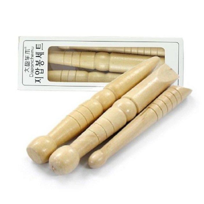 편백나무 지압봉 3종세트 혈자리 지압봉 셀프마사지기 셀프안마기 경락 괄사 손 발 지압