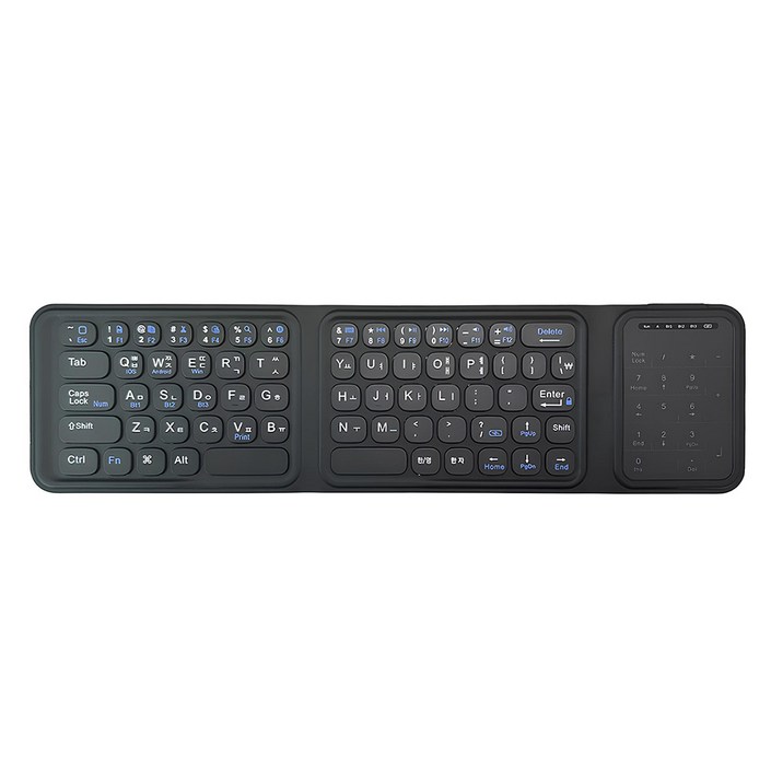 UB 폴더블 블루투스 키보드 듀얼 터치 트랙패드, UBBK3, 색상블랙