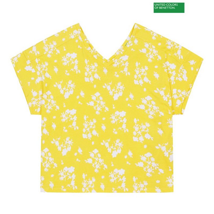 베네통  Colorful flower t-shirt 3S 3QOHD400P