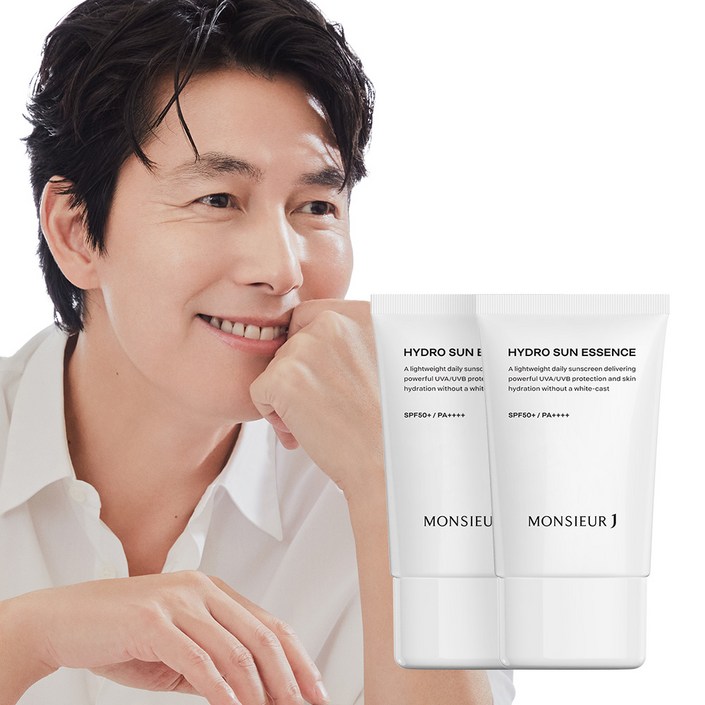 무슈제이 하이드로 수분 선 에센스 남자 저자극 민감성 선크림 50ml, 50ml, 2개