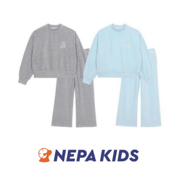 백화점 매장판 네파 키즈 NEPA 벨벳 여아 상하세트 봄 가을 간절기 맨투맨 긴바지 상하복세트