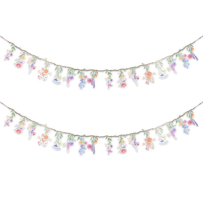 파티짱 투명 꽃잎 연결 가랜드 PVC 생일 파티 가든 소품 홈파티 브라이덜 샤워 봄 리스, 투명꽃잎연결가랜드 스몰플라워, 2개