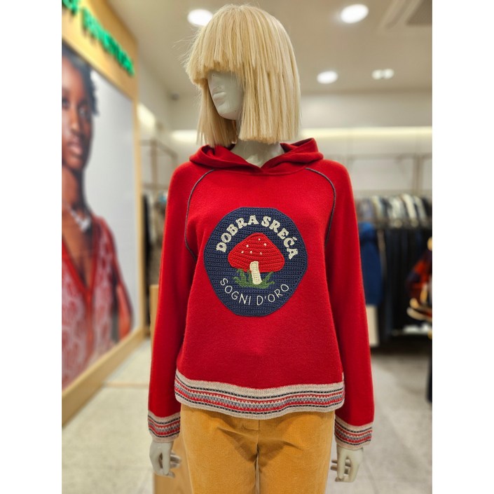 베네통 머쉬룸 크로셰 후드 니트 BAKPB1561