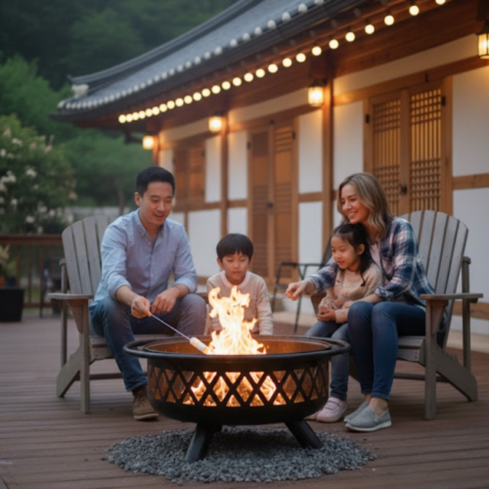 KIYO 불멍 화로대 숯불 스토브 야외 장작 화로 캠핑 정원 스파크스크린 원통형, 1개