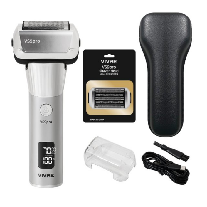 최신형 비브르 전기 면도기 5중날  트리머  파우치  방수, VS9PRO, 크롬실버