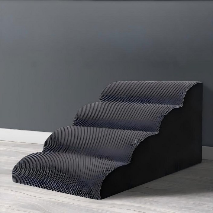 강아지 계단 높은 침대용계단 소형견 소파 침대 옆 3단계 계단 세탁 가능 기어올림 경사면, 회색, 1개