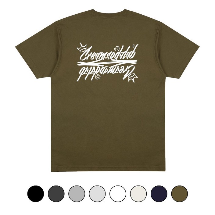 크림소다랩 남녀공용 씨알에스디엘 로고 오버핏 반팔 티셔츠 커플티 17수싱글