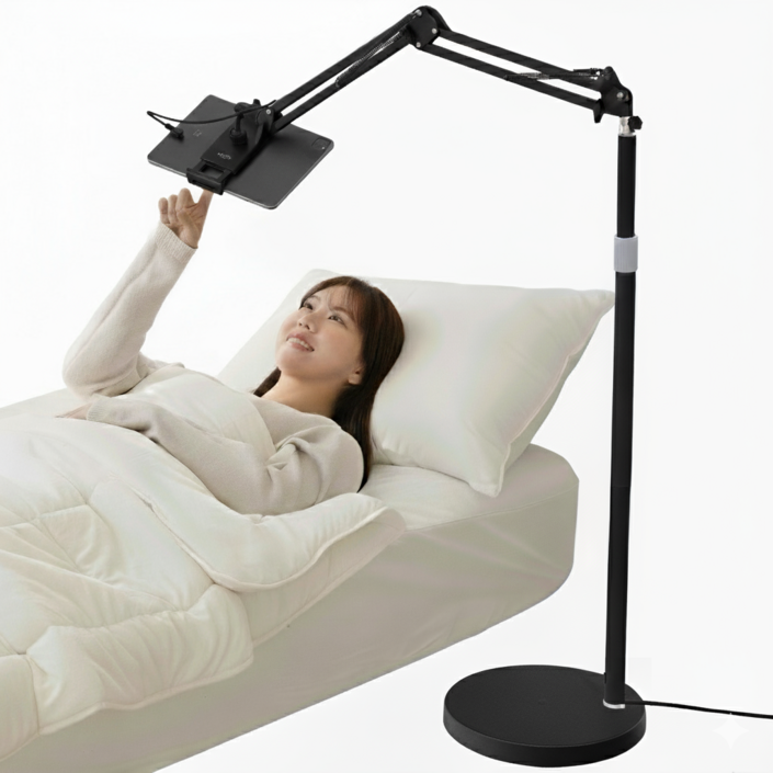 4세대 초고속충전 내장형 스톤힐 XX 태블릿 거치대, STHOLDER STAND 블랙충전