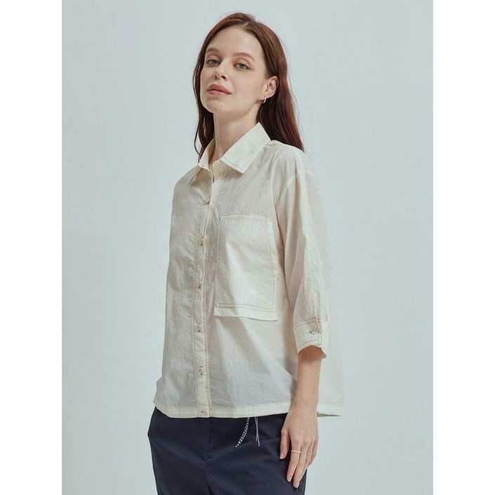 올리비아하슬러 화이트 포켓 스티치 셔츠 OHCMBL103