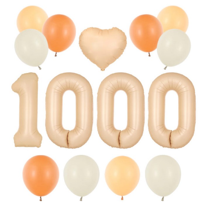 파티팡 1000일 기념 파티 풍선 장식세트 대형 숫자 하트 풍선 고무풍선 손펌프증정 장식방법동봉, 베이지 파티팡 1000일 기념 파티 풍선 장식세트 대형 숫자 하트 풍선 고무풍선 손펌프증정 장식방법동봉, 베이지