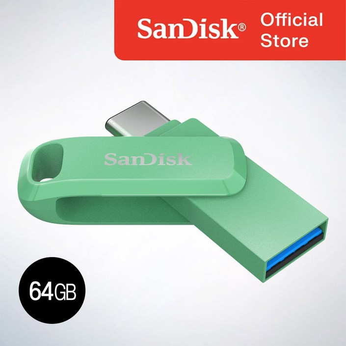 샌디스크코리아 공식인증정품   USB 메모리 Ultra Dual Go 울트라 듀얼 고 Type-C OTG SDDDC3 64GB 압생트그린