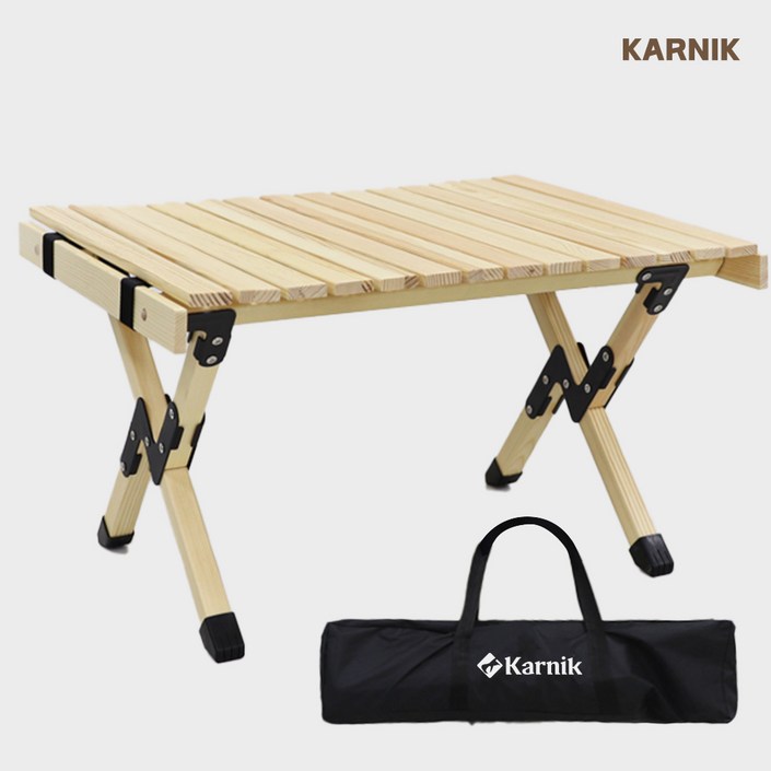 카르닉 우드 롤테이블 캠핑 접이식 보조 테이블 내추럴