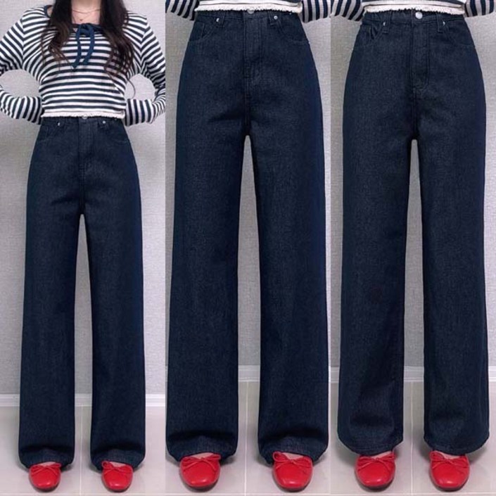 제이엠스타일 [물빠짐NO!!/숏,중,롱/S~2XL] 여성 생지 와이드 청바지 논페이드 와이드팬츠 여자 빅사이즈 일자 통바지 히든밴딩 가을 봄 키작녀 키큰녀 바지