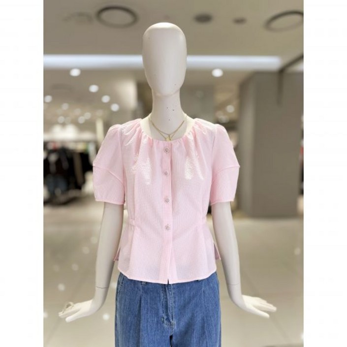 씨씨콜렉트 퍼프소매 체크 반팔 블라우스 E242MSC152 한정수량 (715170 )