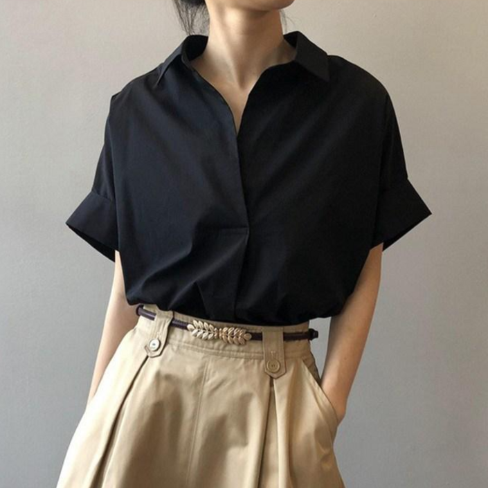 드마엘 아일리 베이직 카라넥 셔츠 블라우스3color 데일리 데이트룩 하객룩 오피스룩
