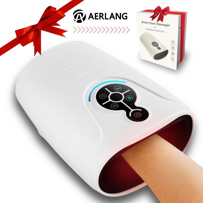 AERLANG 손 손목 마사지기무선 핸드 케어 마사지, 공기압 가열 HM08, White