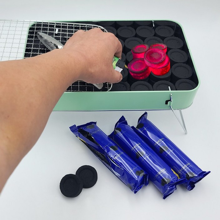 hoyeom 바베큐숯 빠른점화 1초착화 휴대용 초강력 야외요리 캠핑탄 사과나무 숯, 2세트