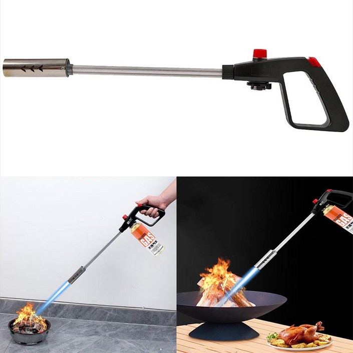 원터치 롱토치 가스점화기 화염방사기 고화력 캠핑 모닥불 장작 숯불 캠프파이어 차박 불멍 불맛 취사 휴대용 부탄 결합용 분리 자동, 1개, 롱토치