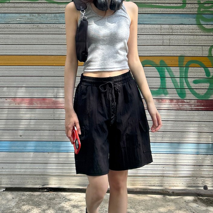 MANSFIT-우먼즈 리얼텐션 컴포트 카고 밴딩 반바지