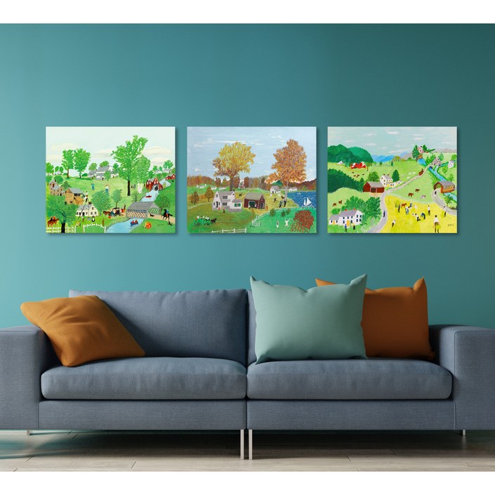 명화 캔버스액자 3종 1세트 기획전 47.그랜드마모지스 봄.가을 시리즈