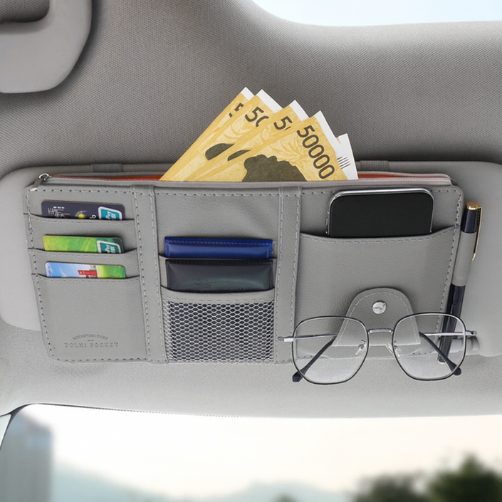 펀토피아 차량용 썬바이저 카드포켓 안경거치대 지폐수납