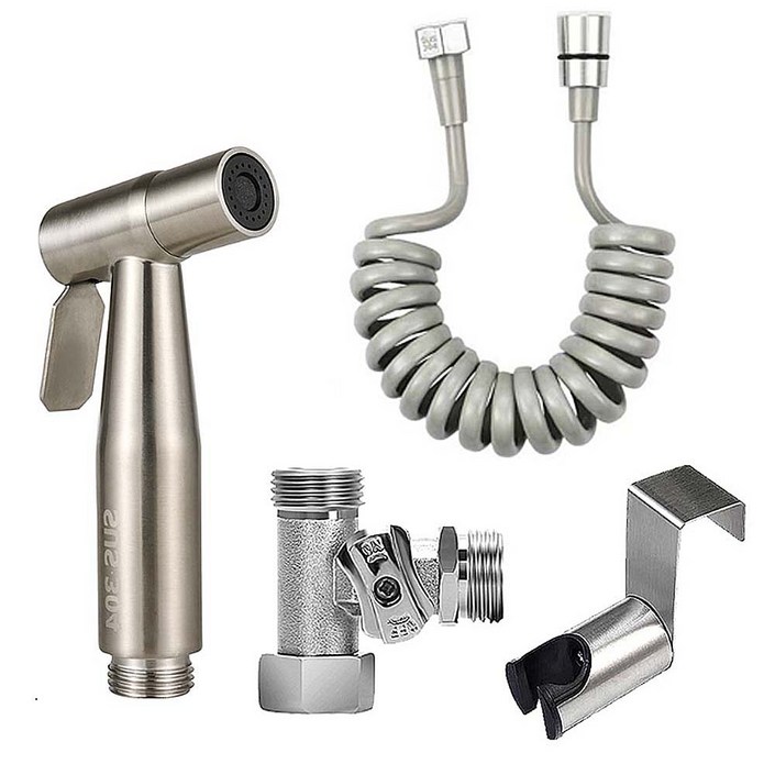 바스원 욕실스프레이건 샤워기 청소건 그레이 코일호스3m 세트, 변기샤워기그레이코일호스3m세트, 1개