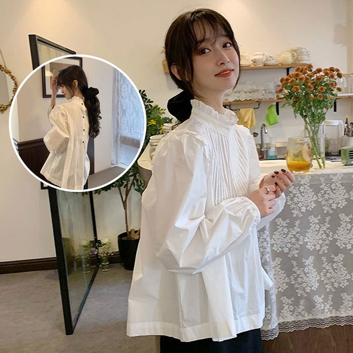 여성 봄가을 넥 프릴 셔츠 블라우스 S144