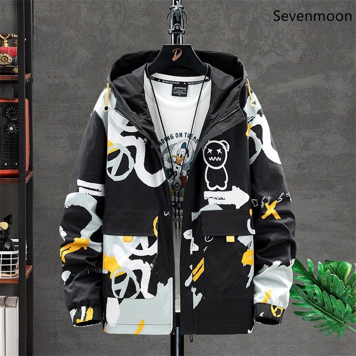 Sevenmoon 남자 재킷 코트 남성복 가을 바람막이 코트 빅사이즈 M8XL