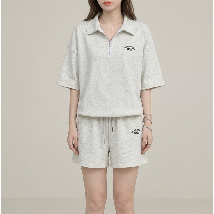 스타일닥터 봄여름 여성 빅사이즈 반팔 카라 맨투맨 츄리닝 상하세트 캠퍼스 룩