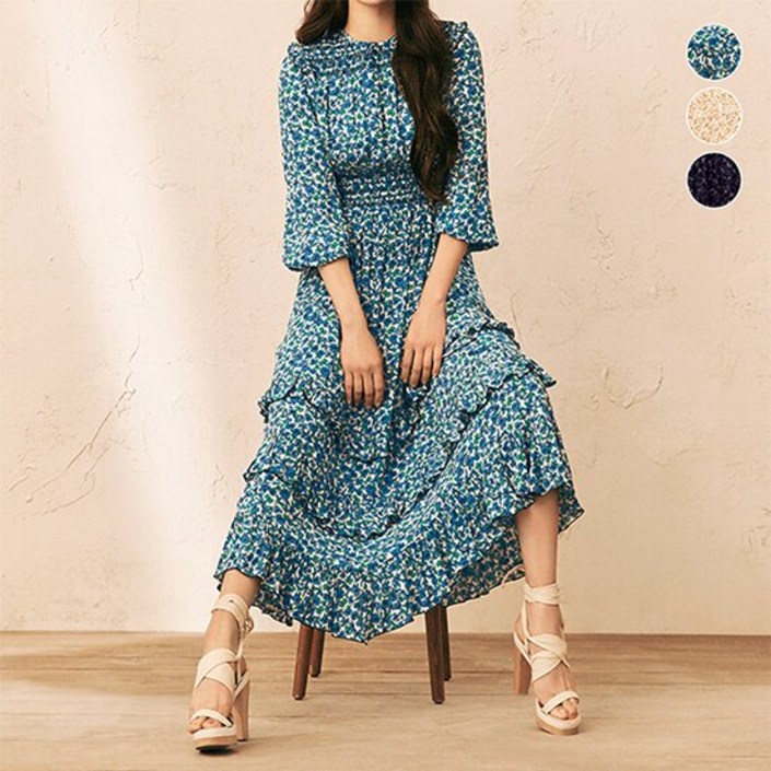 태그 최초가 99000원 홈쇼핑 인기 비스코스100 스모킹 원피스 3종 택1