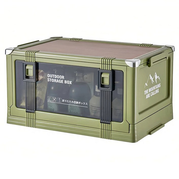 YEAAYE 캠핑용 접이식 폴딩 수납 박스 우드 상판 버전 소형