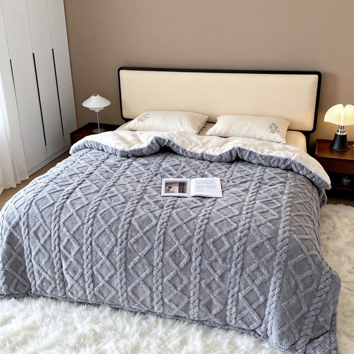 POPSONIC 극세사 솔리드울캐시미어 겨울 이불 양면 두꺼운 이불