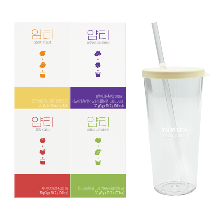 얌티 4종  텀블러, 4박스, 10개입, 3g