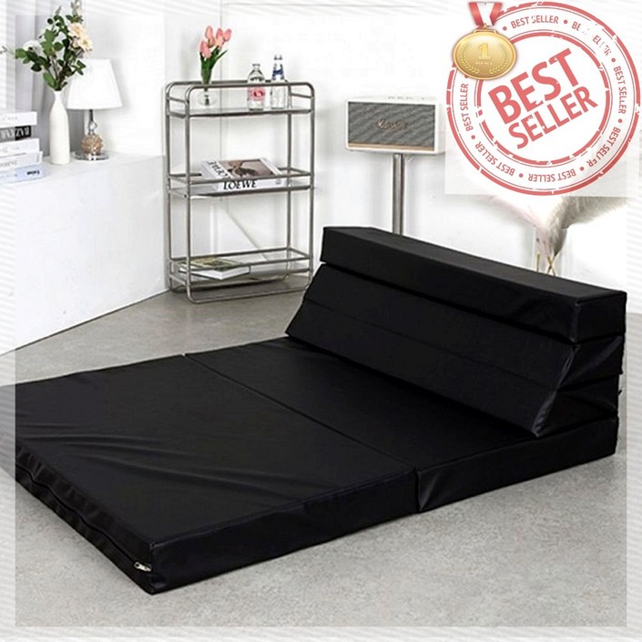 차량 접이식 매트리스 5단 운전석 차박용 여행용침대, 5단대레자블랙단일상품