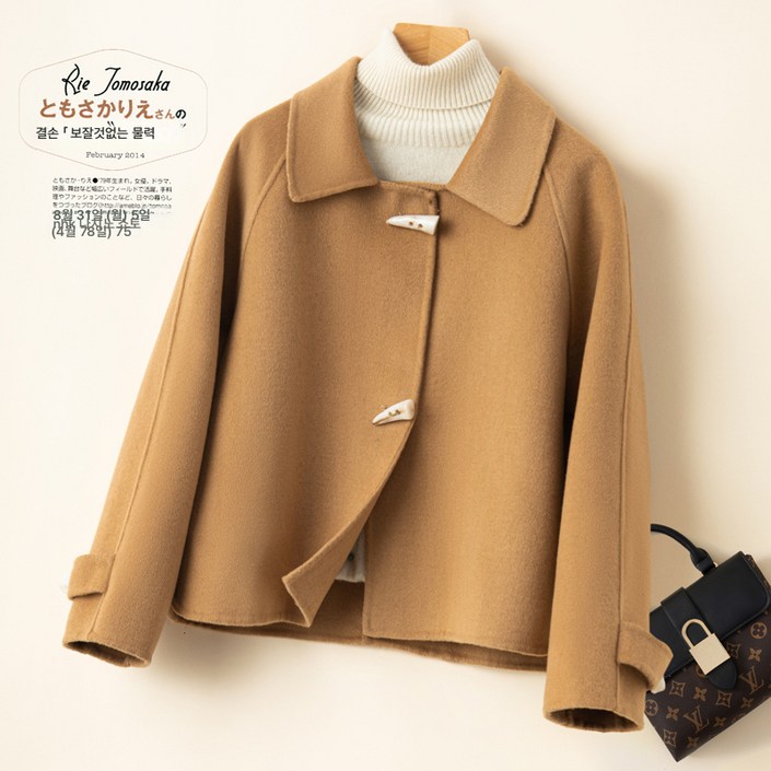 가을 겨울 순양면 코트 캐주얼 루즈핏 울 100 숏 코트