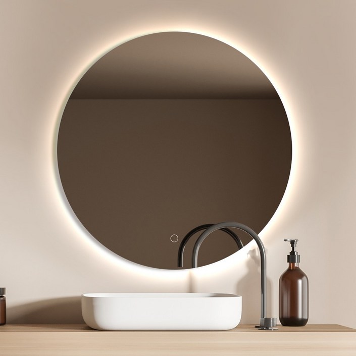 루비드 간접 조명 노프레임 원형 거울 LED 3가지색 변환