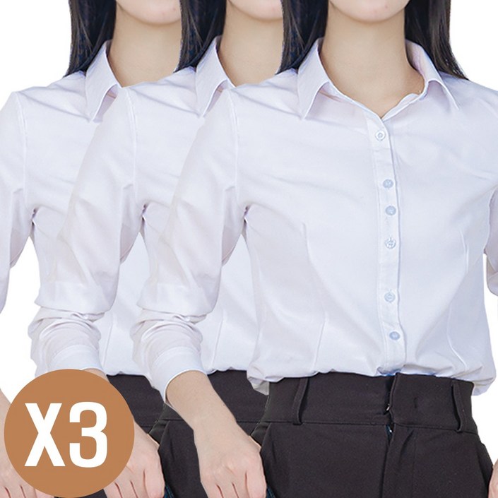 세련닷 여성 링클프리 주름방지 화이트 긴팔 셔츠 111