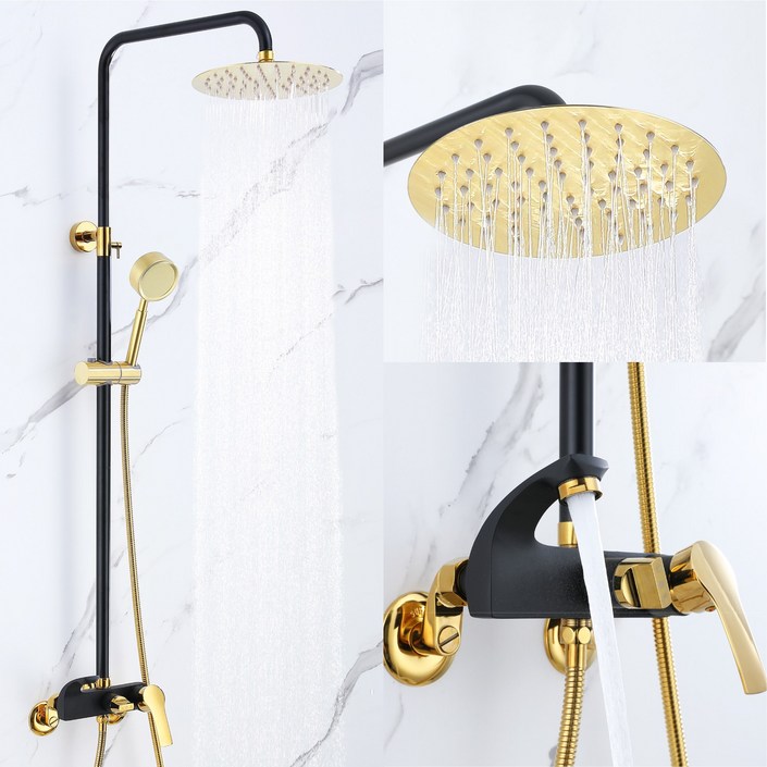 준앤코 BRS 골드 화이트블랙 해바라기 샤워기 욕실 샤워 수전 레인샤워