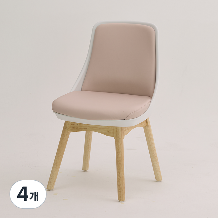 피치트렌디 친환경 실리콘 비보 식탁 의자 인테리어 테이블 디자인 원목 다이닝 체어, 4개, 핑크 우드