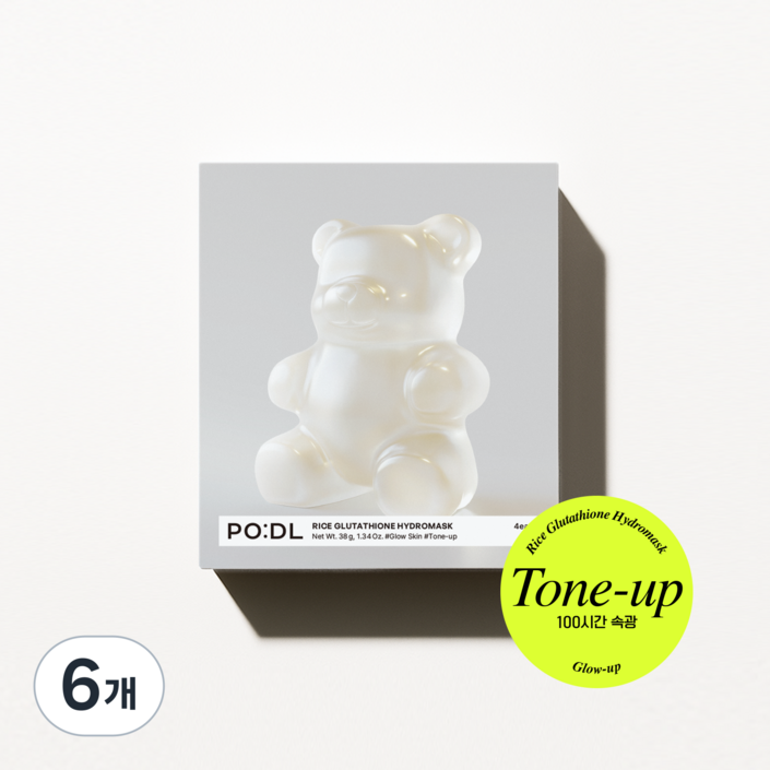 [공식 판매처] 100시간 속광 지속 포들 곰젤리팩 쌀 글루타치온 톤업팩 미백팩, 6개, 4개입
