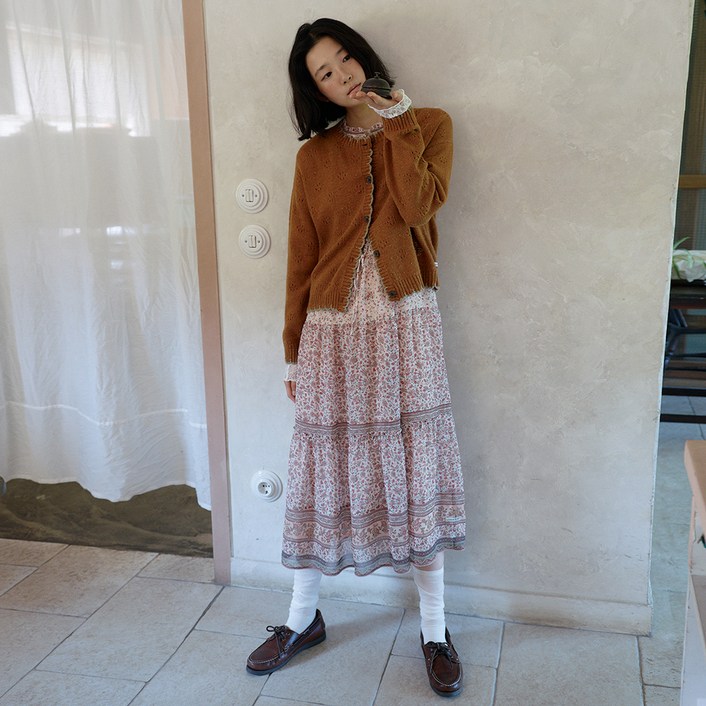 써스데이아일랜드 여성용 플라워 자수 라운드넥 가디건 T256MCD321W