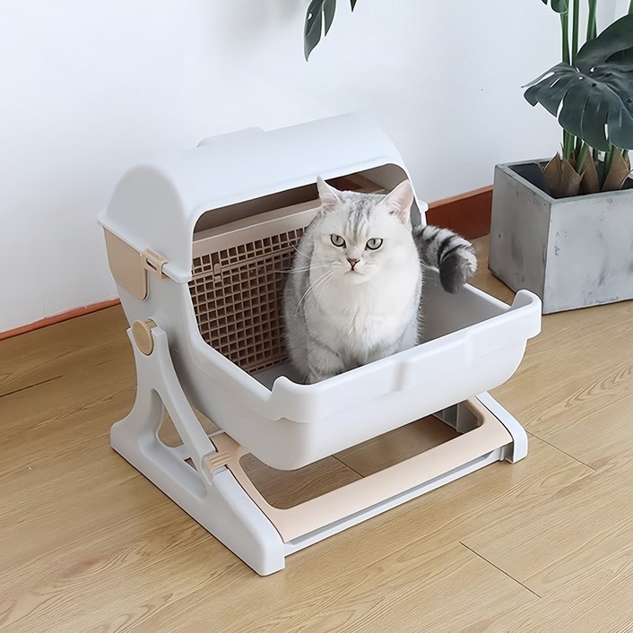 고양이화장실특대형 반자동 고양이 화장실, 1개