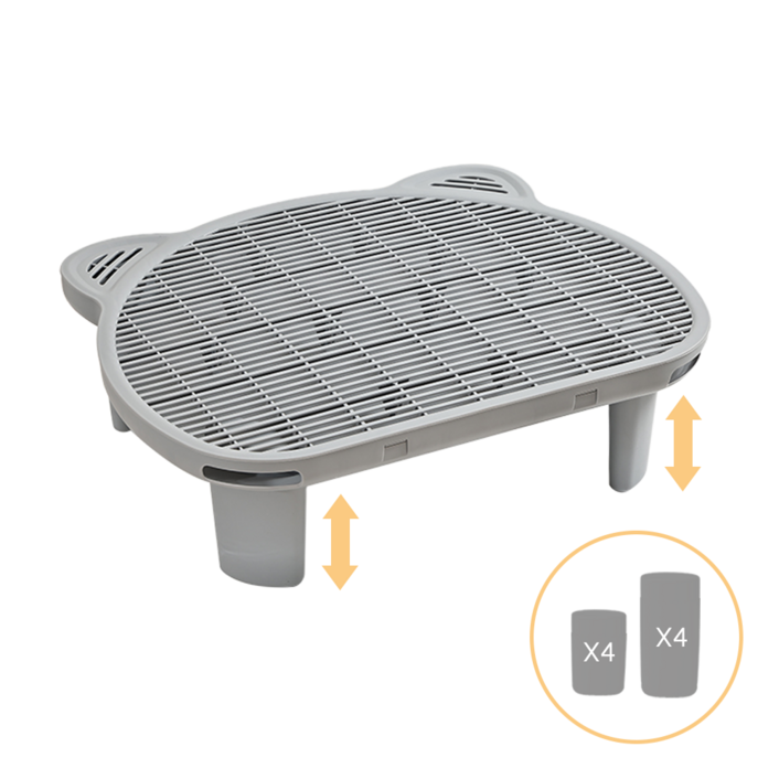 펫쭈 고양이 귀 모래매트 높이조절 화장실 발판 매트 사막화방지, 1개, 그레이